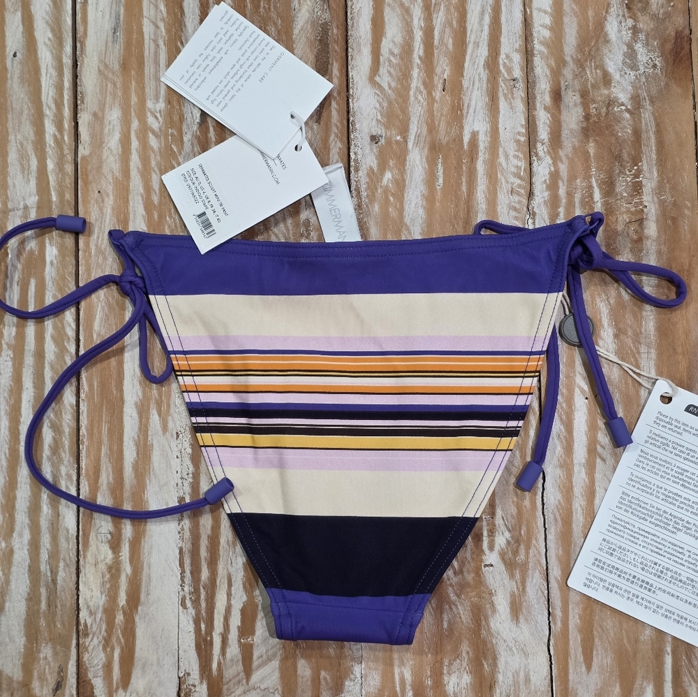 NWT‎ Zimmermann Swim Separates Mini Tri Pant String Bikini Bottoms Indigo Stripe - Picture 5 of 5